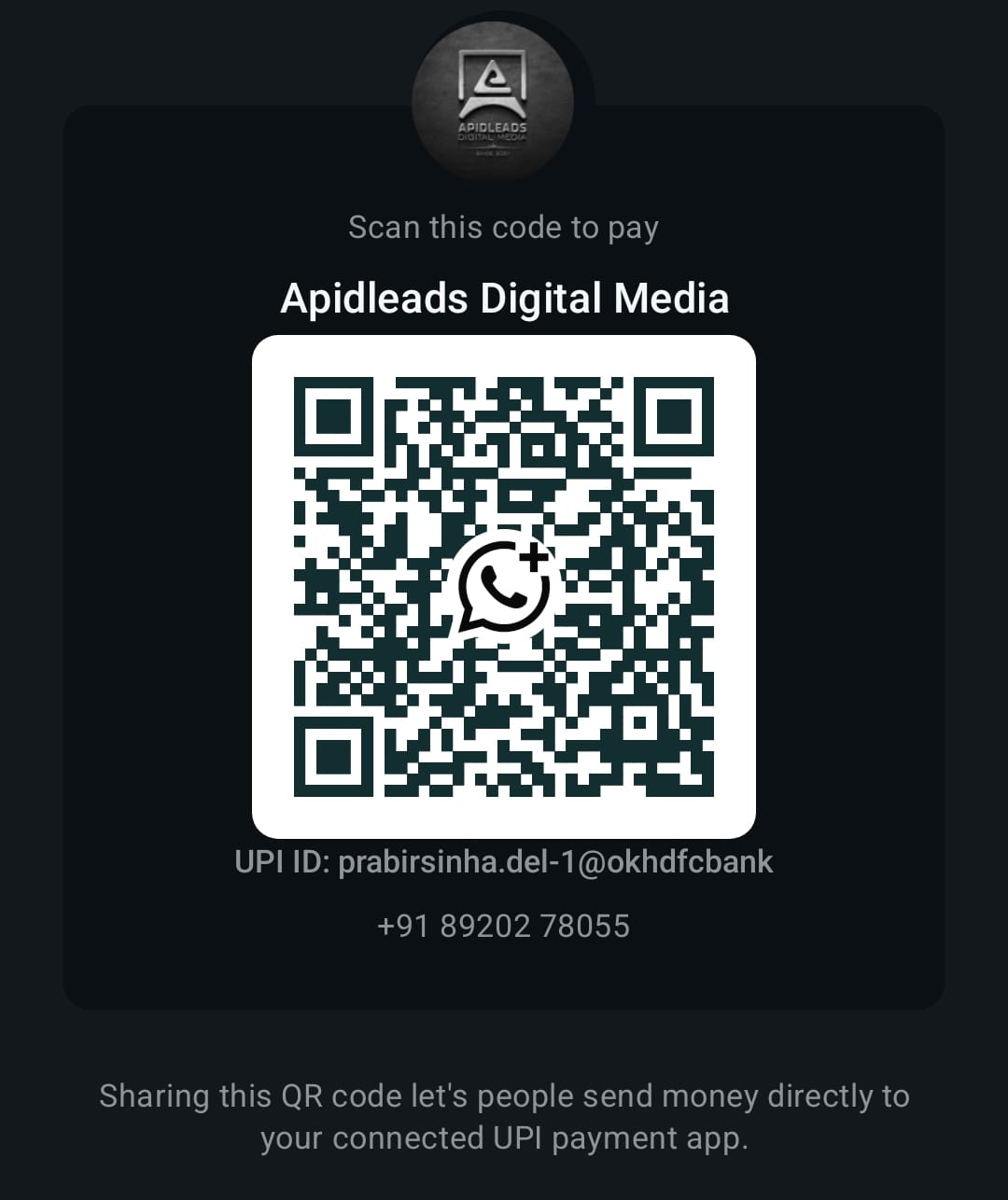Payment QR Code - Apidleads Digital Media